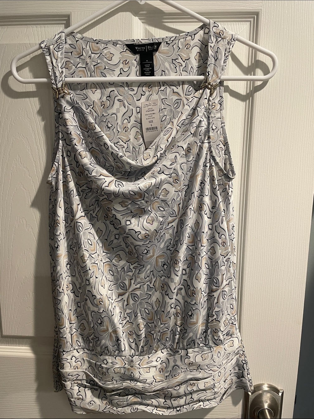 White House Black Market White Floral Cowl Neck Sleeveless Camisole